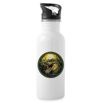 Krokodil - Trinkflasche mit integriertem Trinkhalm - Weiß - Rechts