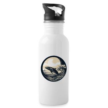 Whale - Water bottle with straw - white - Right