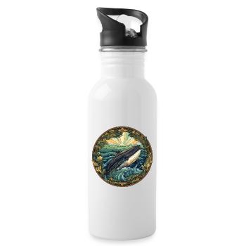 Whale - Water bottle with straw - white - Right