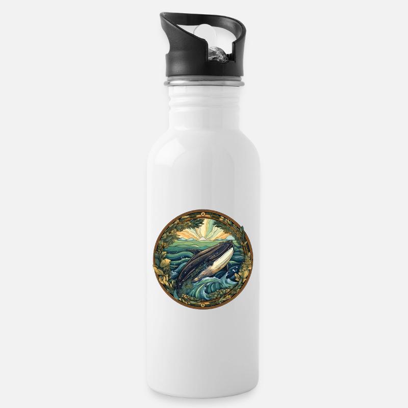 Wal - Trinkflasche mit integriertem Trinkhalm - Weiß