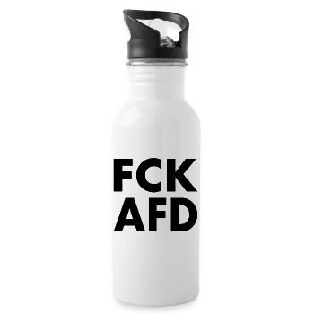 Fck afd - Trinkflasche mit integriertem Trinkhalm - Weiß - Rechts