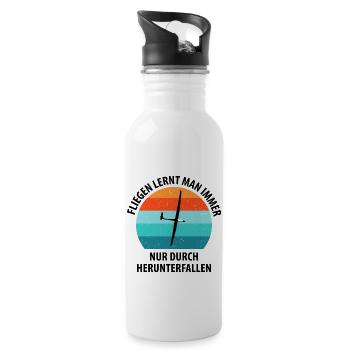 Segelflieger Segelfliegen Segelflugzeug Fliegen - Trinkflasche mit integriertem Trinkhalm - Weiß - Rechts