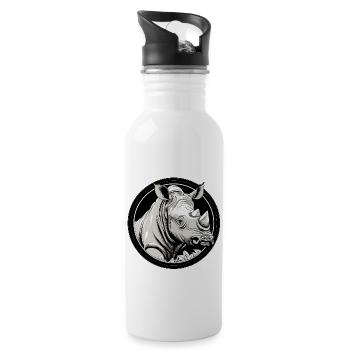 Nashorn - Trinkflasche mit integriertem Trinkhalm - Weiß - Rechts