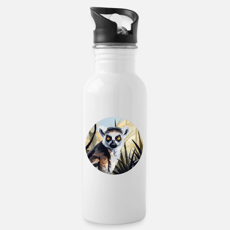 Lemur - Trinkflasche mit integriertem Trinkhalm - Weiß
