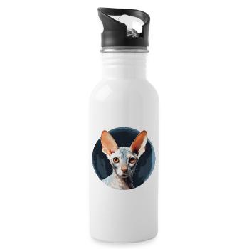 Cornish Rex Katze - Trinkflasche mit integriertem Trinkhalm - Weiß - Rechts