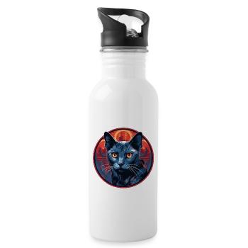 Chat bleu russe - Gourde avec paille intégrée - blanc - Droite