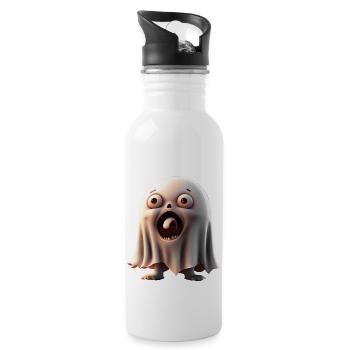Happy Halloween cute ghost tongue out scary funny - Water bottle with straw - white - Right