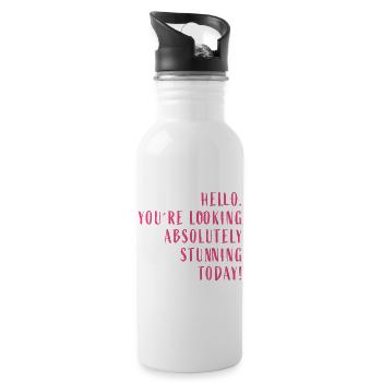 Hello. You're looking absolutely stunning today! - Trinkflasche mit integriertem Trinkhalm - Weiß - Rechts