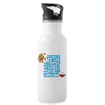 Das Labyrinth der Liebenden - Trinkflasche mit integriertem Trinkhalm - Weiß - Rechts