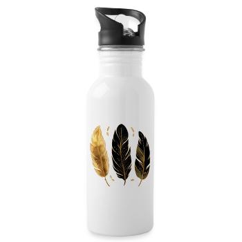 Golden Feathers - Water bottle with straw - white - Right