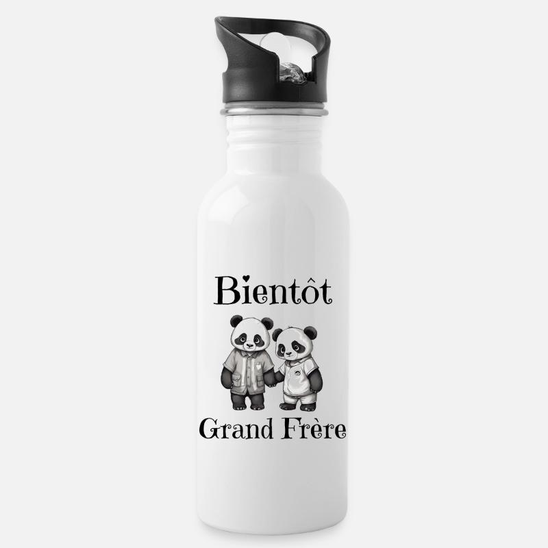 Futur grand frère - Bientôt grand-frère - Gourde avec paille intégrée - blanc