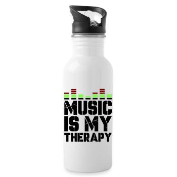 music is my therapy - Water bottle with straw - white - Right