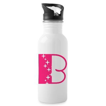 Buchstabe B Glitzer - Trinkflasche mit integriertem Trinkhalm - Weiß - Rechts