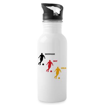 Schwarz Rot Gold Fußball Deutschland EM 2024 - Trinkflasche mit integriertem Trinkhalm - Weiß - Rechts