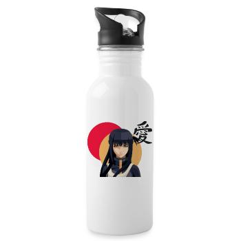 Ninja féminine anime soleil rouge - Gourde avec paille intégrée - blanc - Droite