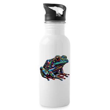Frosch - Trinkflasche mit integriertem Trinkhalm - Weiß - Rechts