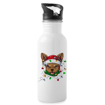 chihuahua christmas -Weihnachten Hunde Geschenk - Trinkflasche mit integriertem Trinkhalm - Weiß - Rechts