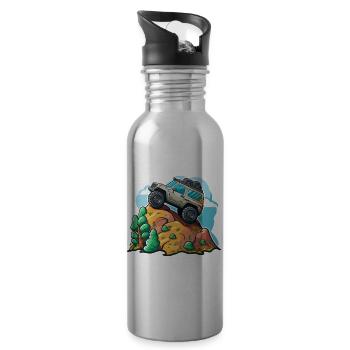 The Off-Road Climber - Water bottle with straw - silver - Right