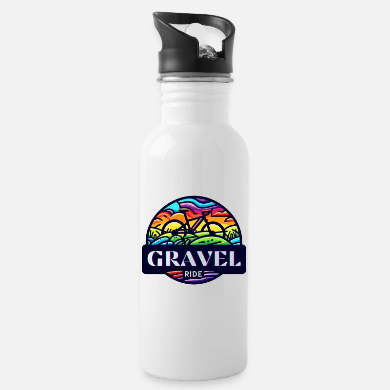 Cycliste de gravel Ride Sunset - Gourde avec paille intégrée - blanc