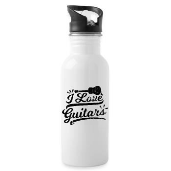 I love guitars - Water bottle with straw - white - Right