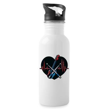 Heartbeat & Drum Drumsticks T-Shirt - Trinkflasche mit integriertem Trinkhalm - Weiß - Rechts