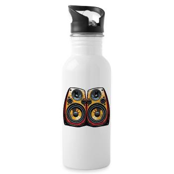 Musik Boxen Bass - Trinkflasche mit integriertem Trinkhalm - Weiß - Rechts