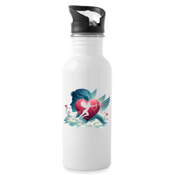 Cupid Archer Heart Artwork - Water bottle with straw - white - Right