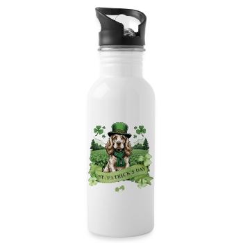 Irish Setter St. Patrick's Day Green Hat Pup - Trinkflasche mit integriertem Trinkhalm - Weiß - Rechts