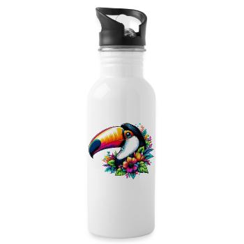 Tukan - Trinkflasche mit integriertem Trinkhalm - Weiß - Rechts