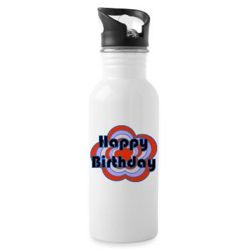 ANNIVERSARY. HAPPY BIRTHDAY. HAPPY BIRTHDAY. - Water bottle with straw - white - Right