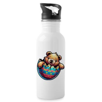 Easter Bear Hatches from Easter Egg: Sweets - Water bottle with straw - white - Right