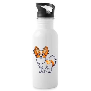 Alert Papillon Digital Art - Water bottle with straw - white - Right