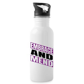 awesome providing support happy funny quote - Water bottle with straw - white - Right