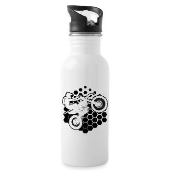 Dirt Bike Herren Dirt Biker Dirtbike Freestyle Mot - Trinkflasche mit integriertem Trinkhalm - Weiß - Rechts