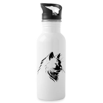 cat, cat motif, cute, gift, gift ideas - Water bottle with straw - white - Right