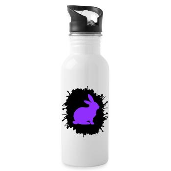 splatter hase - Trinkflasche mit integriertem Trinkhalm - Weiß - Rechts