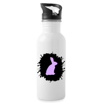 splatter hase - Trinkflasche mit integriertem Trinkhalm - Weiß - Rechts