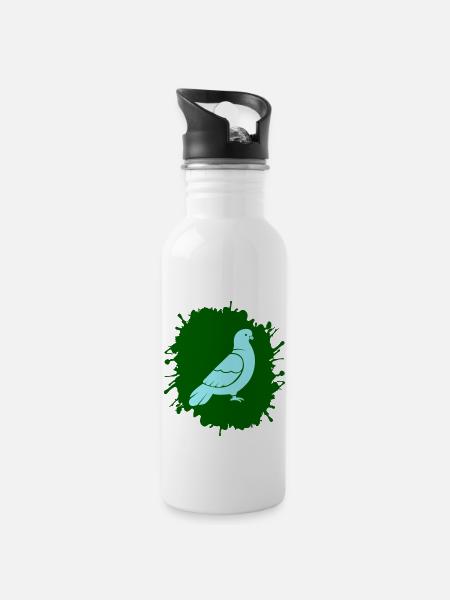splatter taube - Trinkflasche mit integriertem Trinkhalm - Weiß
