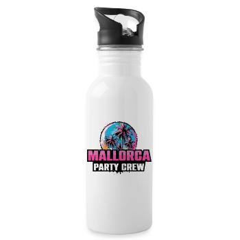 Mallorca Party Crew Urlaub Spruch - Trinkflasche mit integriertem Trinkhalm - Weiß - Rechts