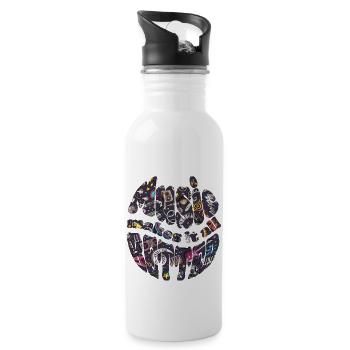 Music makes it all better - Trinkflasche mit integriertem Trinkhalm - Weiß - Rechts