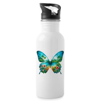 Butterfly - Water bottle with straw - white - Right