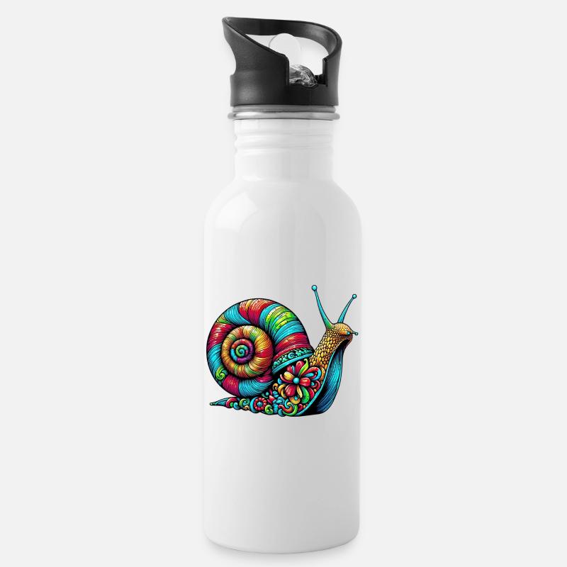 Schnecke - Trinkflasche mit integriertem Trinkhalm - Weiß
