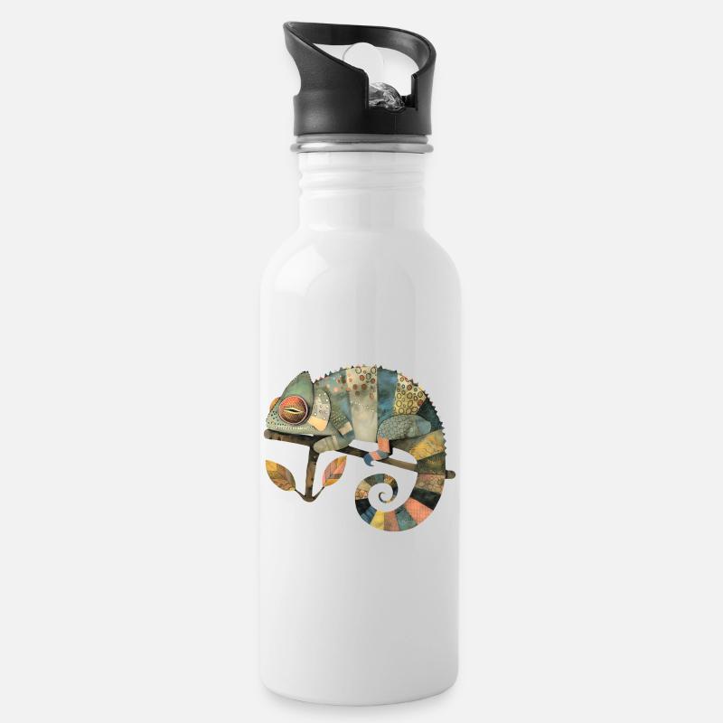 Chamäleon - Trinkflasche mit integriertem Trinkhalm - Weiß