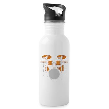 Schlagzeuger - Trinkflasche mit integriertem Trinkhalm - Weiß - Rechts