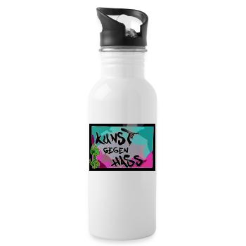 Art against hate - Water bottle with straw - white - Right