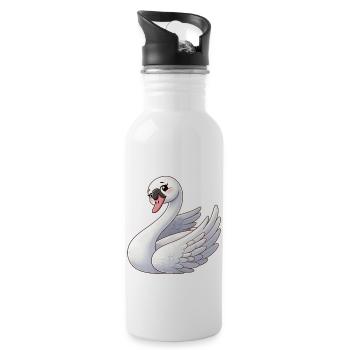 Weißer Schwan als himmlischer Engel - Trinkflasche mit integriertem Trinkhalm - Weiß - Rechts