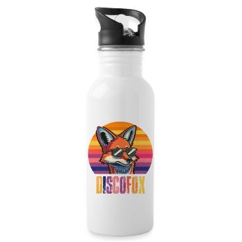 Retro Fuchs Tanzturnier Discofox Style - Trinkflasche mit integriertem Trinkhalm - Weiß - Rechts