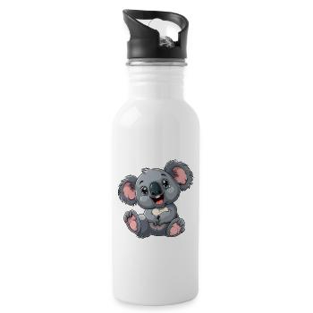 Sourire de koala mignon pour les amoureux des animaux - Gourde avec paille intégrée - blanc - Droite