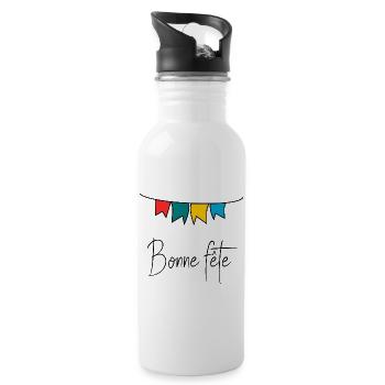 HAPPY FATHER'S DAY. DAD. FATHER'S DAY. FATHER - Water bottle with straw - white - Right