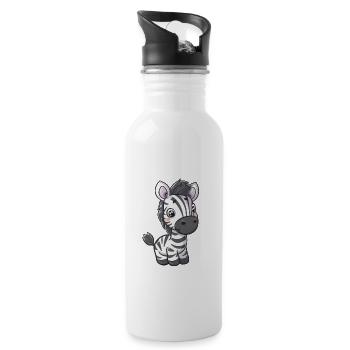 Comic Style Kawaii Zebra Stickers – Isolated - Water bottle with straw - white - Right